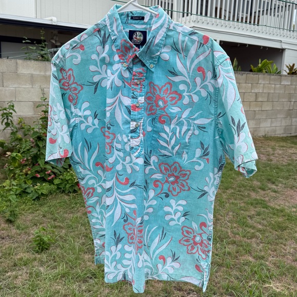 Reyn Spooner Floral Teal Men's Shirt - Picture 2 of 8